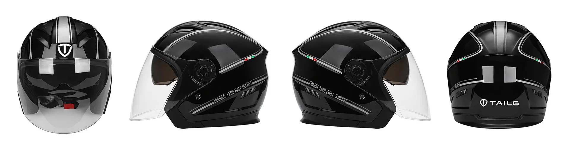 Casco 3C Abierto BYB730 TAILG NEGRO MATE