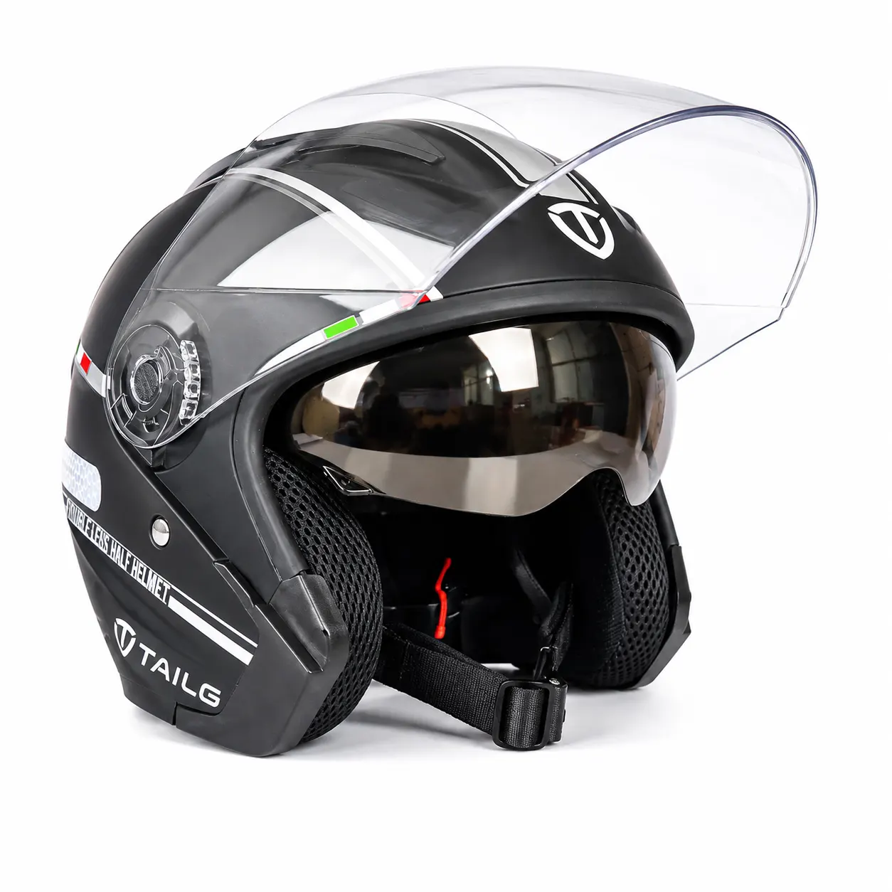 Casco Doble Visor Abierto byb730 negro mate lateral front Casco Doble Visor Abierto byb730 negro mate lateral front